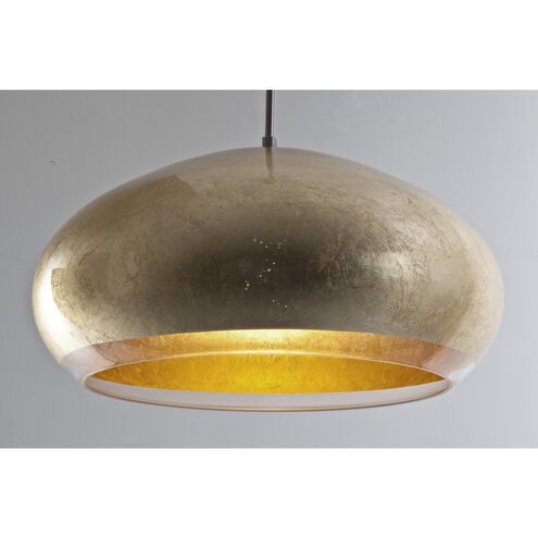 Brio 1 Light Satin Nickel Pendant Ceiling Light in Gold Foil Glass, Halogen