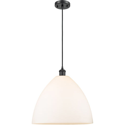 Ballston Dome 1 Light 16 inch Matte Black Pendant Ceiling Light in Matte White Glass