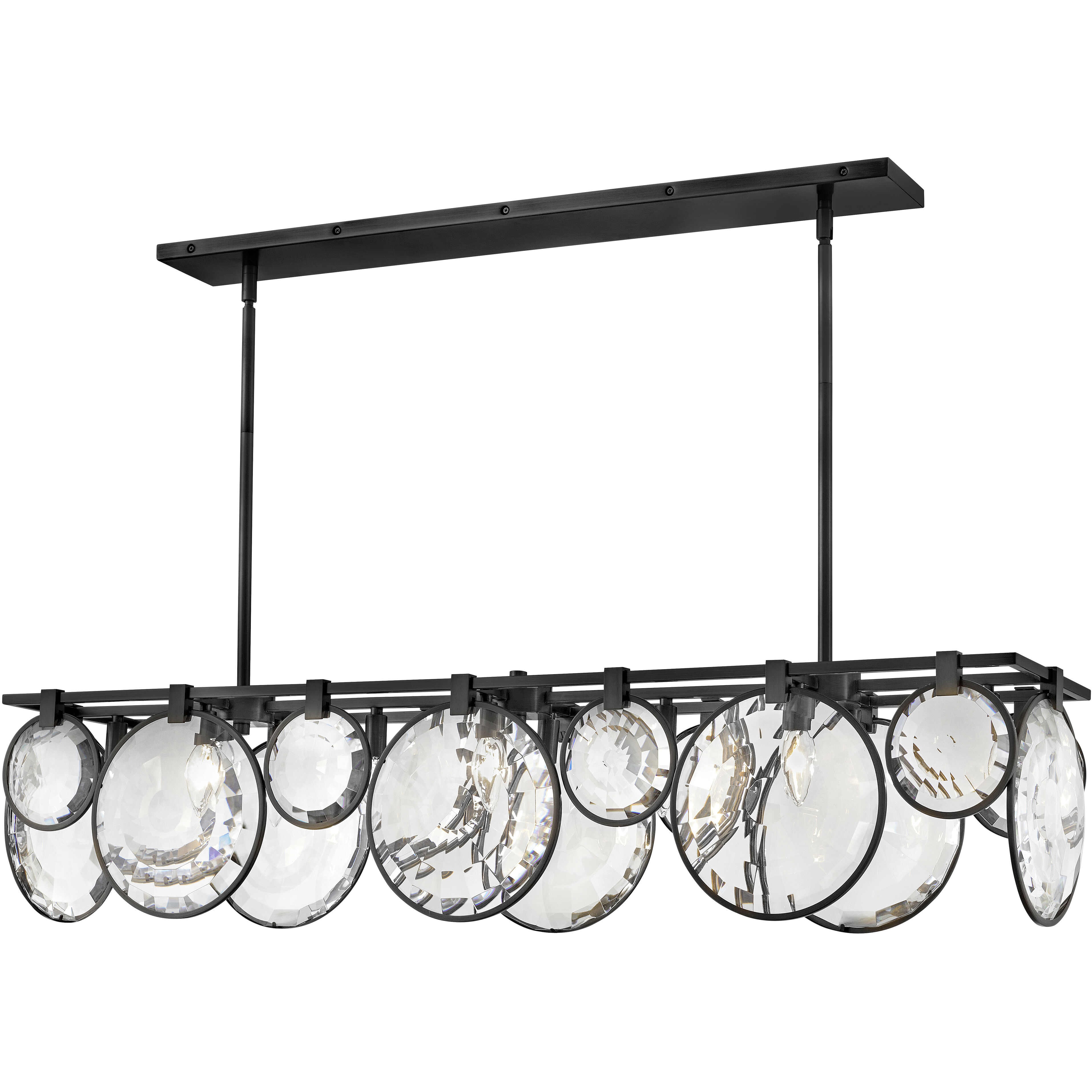 Nala LED 49.75 inch Black Chandelier Ceiling Light, Linear & Oval
