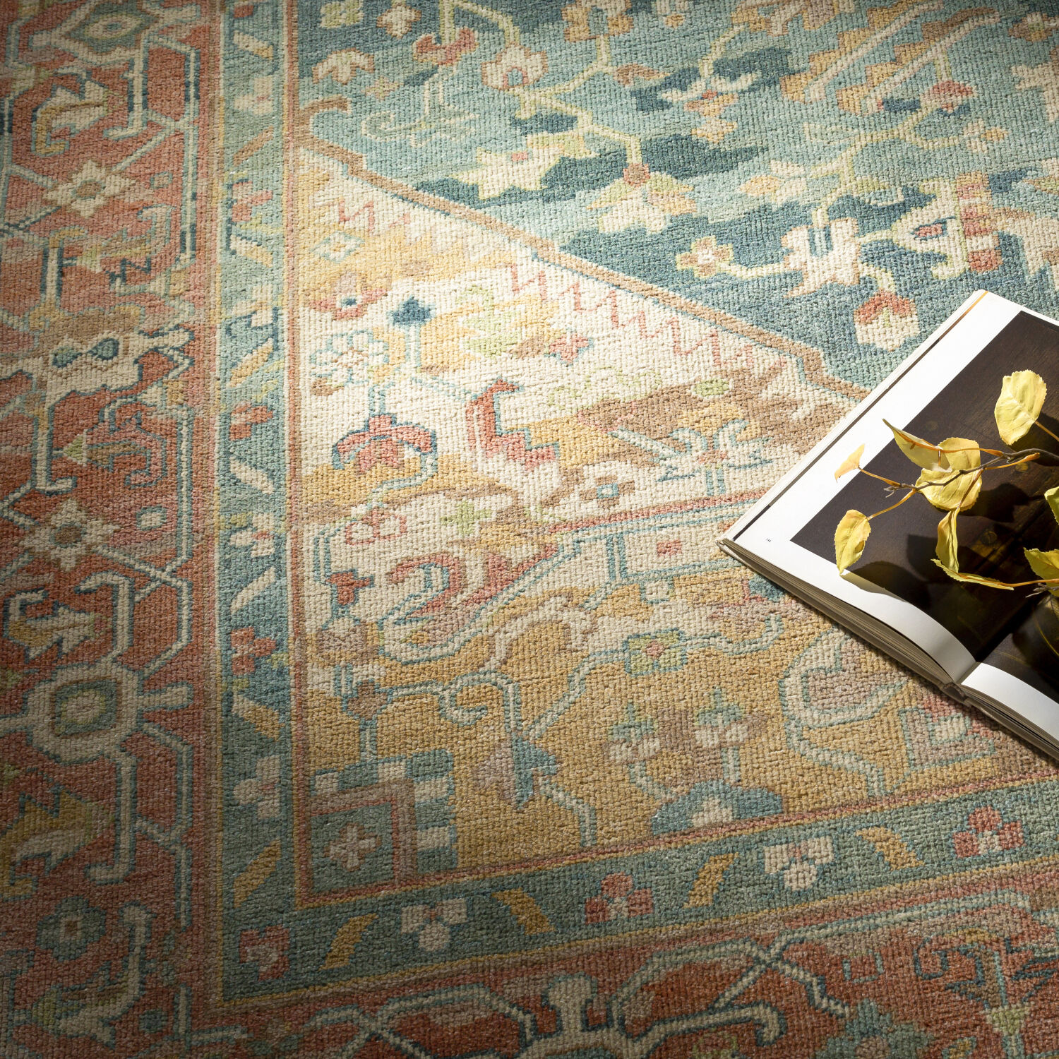 Hamadan 168 X 120 inch Saffron Rug, Rectangle