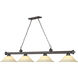 Cordon 4 Light 81.75 inch Bronze Billiard Ceiling Light in Golden Mottle Glass