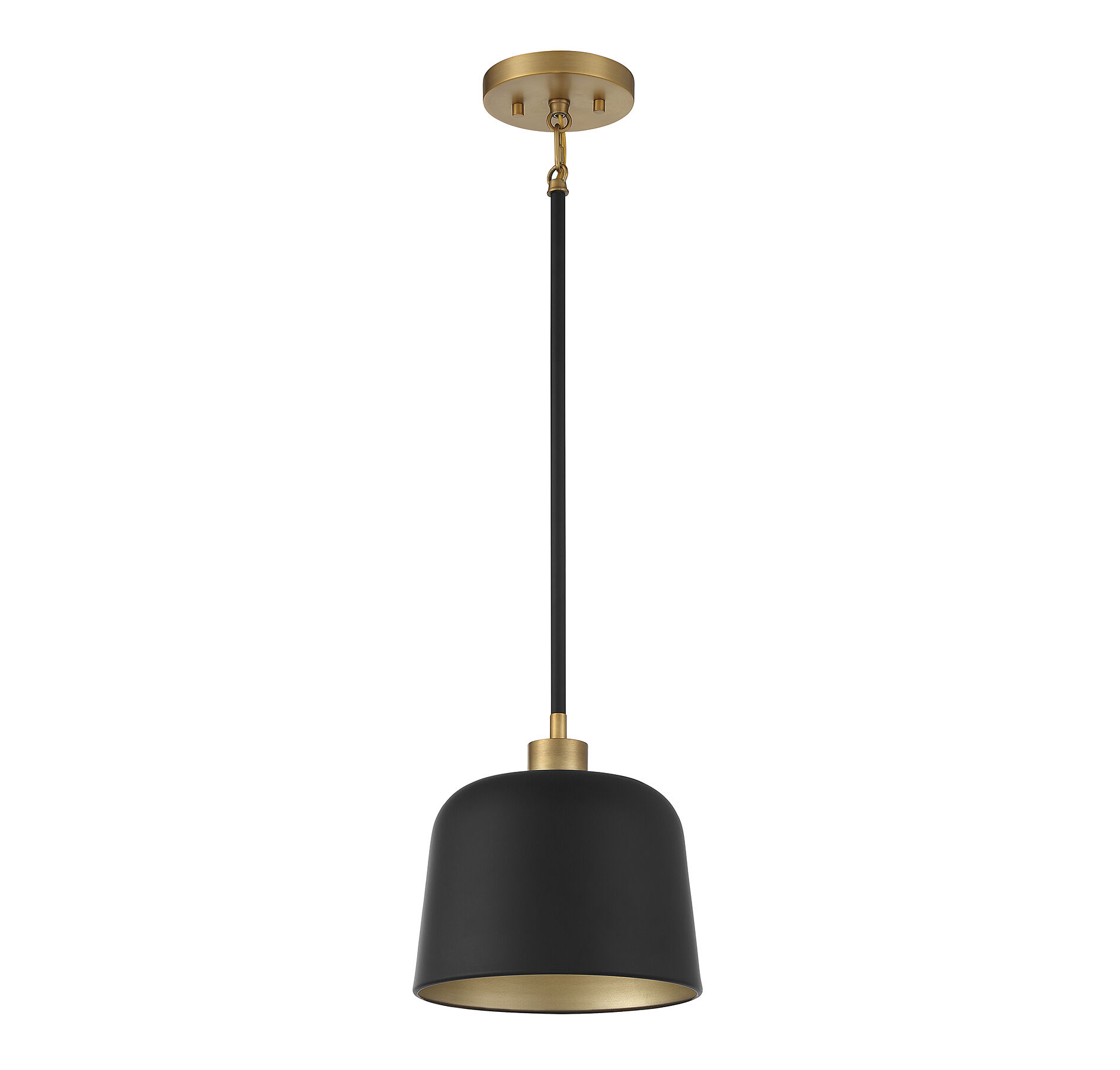 Vintage 1 Light 9 inch Matte Black with Natural Brass Pendant Ceiling Light