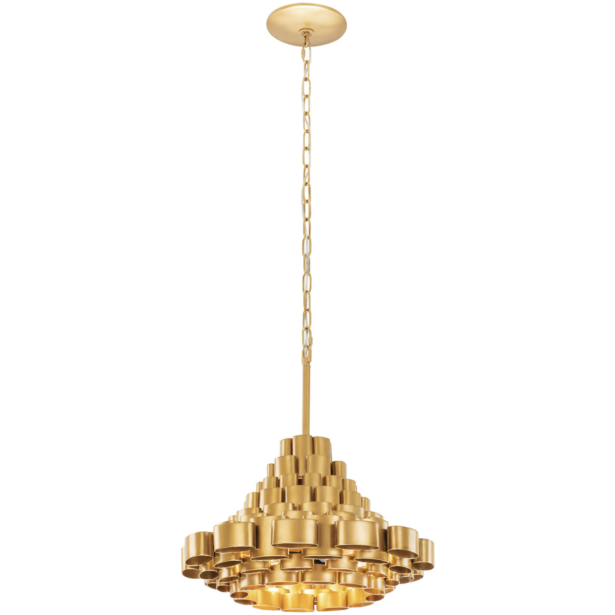 Totally Tubular 4 Light 19 inch Antique Gold and Carbon Black Pendant Ceiling Light