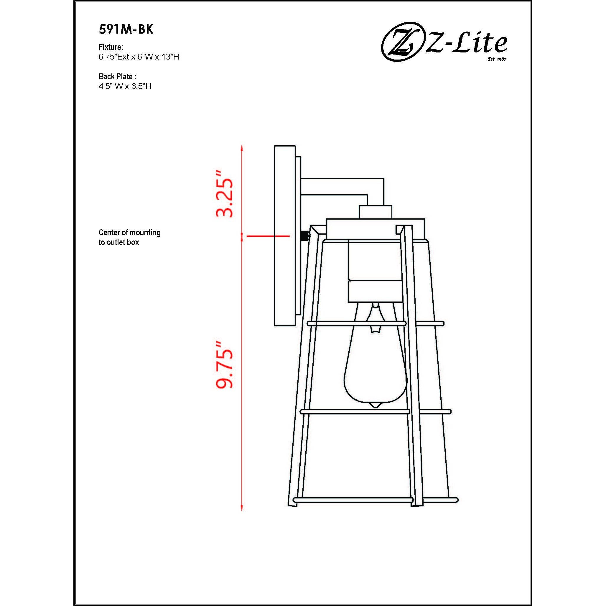 Helix 1 Light 13 inch Black Outdoor Wall Light