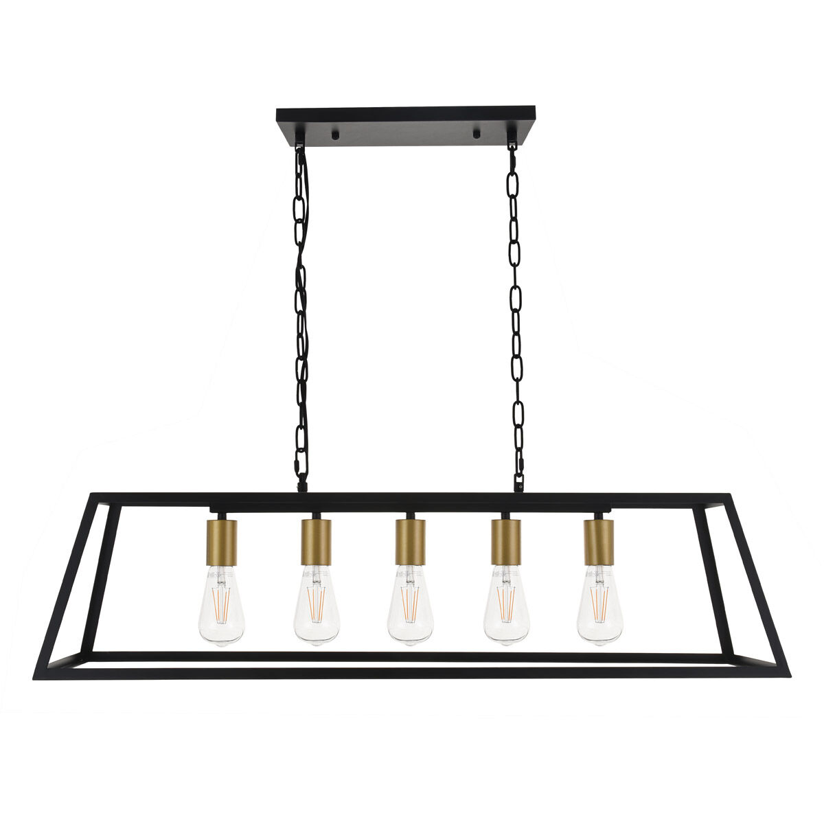 Resolute 5 Light 38 inch Brass and Black Pendant Ceiling Light