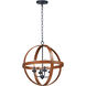Compass 4 Light 23 inch Antique Pecan/Black Outdoor Pendant in Antique Pecan and Black