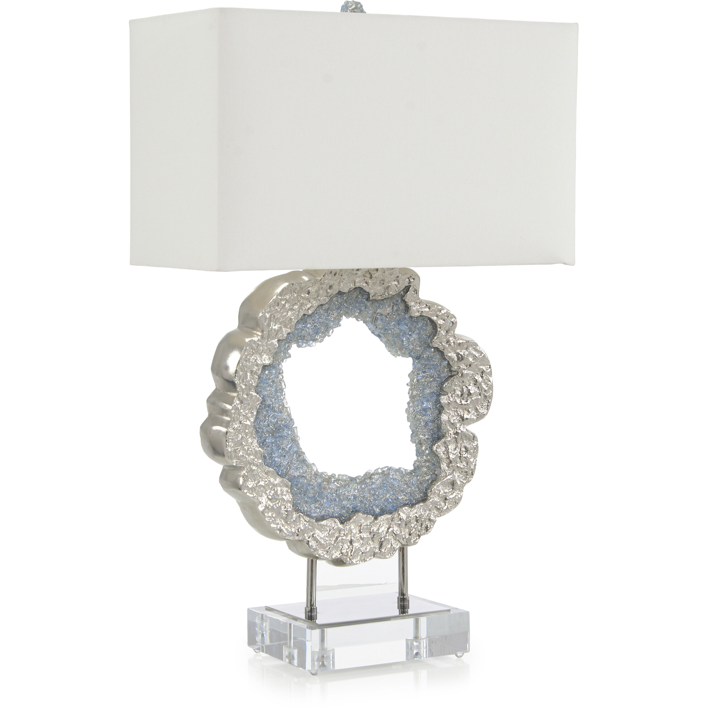 Leah Hammered Nickel and Sea Blue Table Lamp Portable Light
