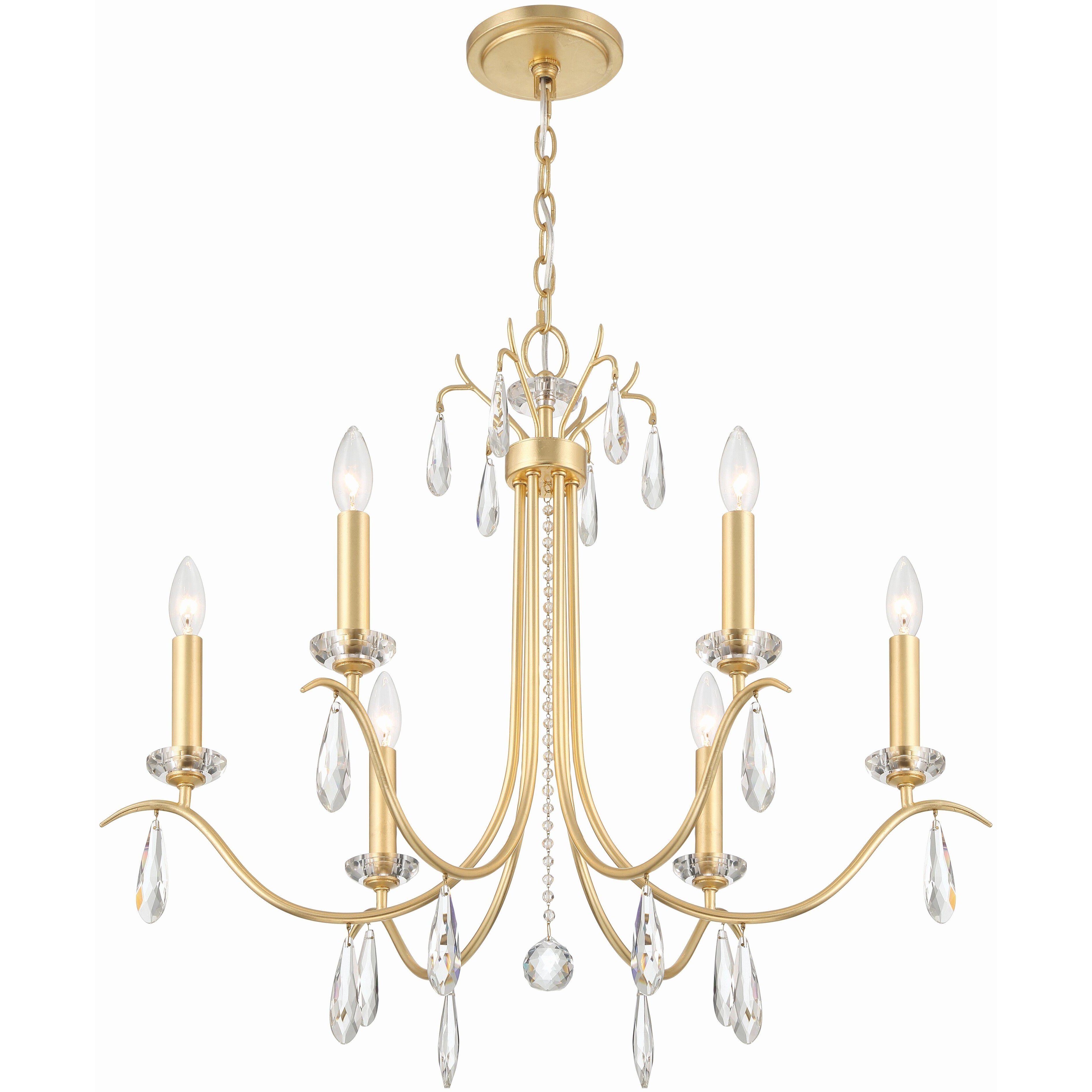 Rollins 6 Light 28 inch Antique Gold Chandelier Ceiling Light