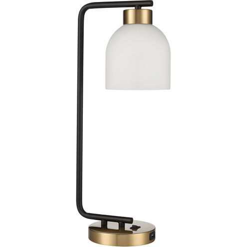Paxford 19 inch 60.00 watt Black with Aged Brass Desk Lamp Portable Light