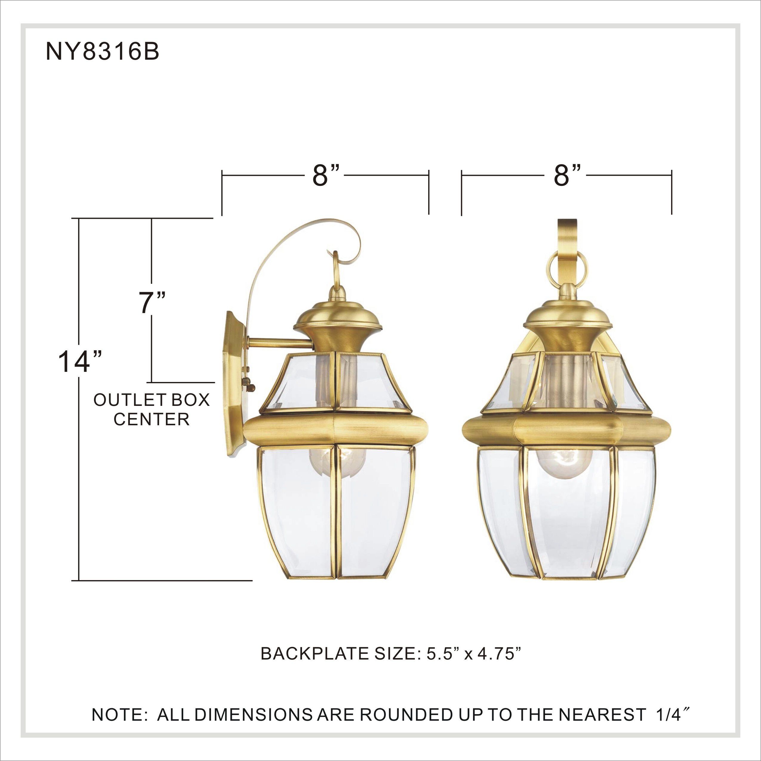 Newbury 1 Light 14 inch Polished Brass Outdoor Wall Lantern