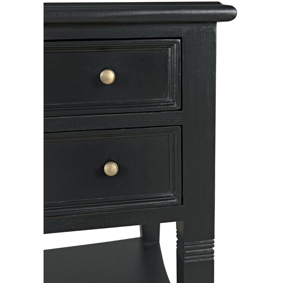 Oxford 30 X 28 inch Hand Rubbed Black Side Table, 2 Drawer