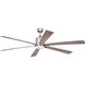 Wheelock 72 inch Satin Nickel with Black-Driftwood Blades Indoor/Outdoor Ceiling Fan