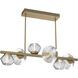 Mesa LED Gilded Brass Linear Multi-Pendant Ceiling Light in 3000K LED, Clear, Twisted Branch
