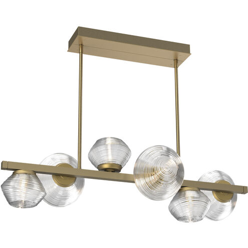 Mesa LED Gilded Brass Linear Multi-Pendant Ceiling Light in 3000K LED, Clear, Twisted Branch
