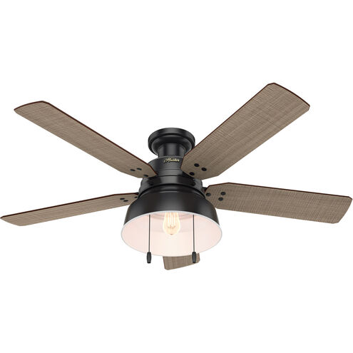 Mill Valley 52 inch Matte Black with Walnut Stripe/Medium Walnut Blades Outdoor Ceiling Fan, Low Profile