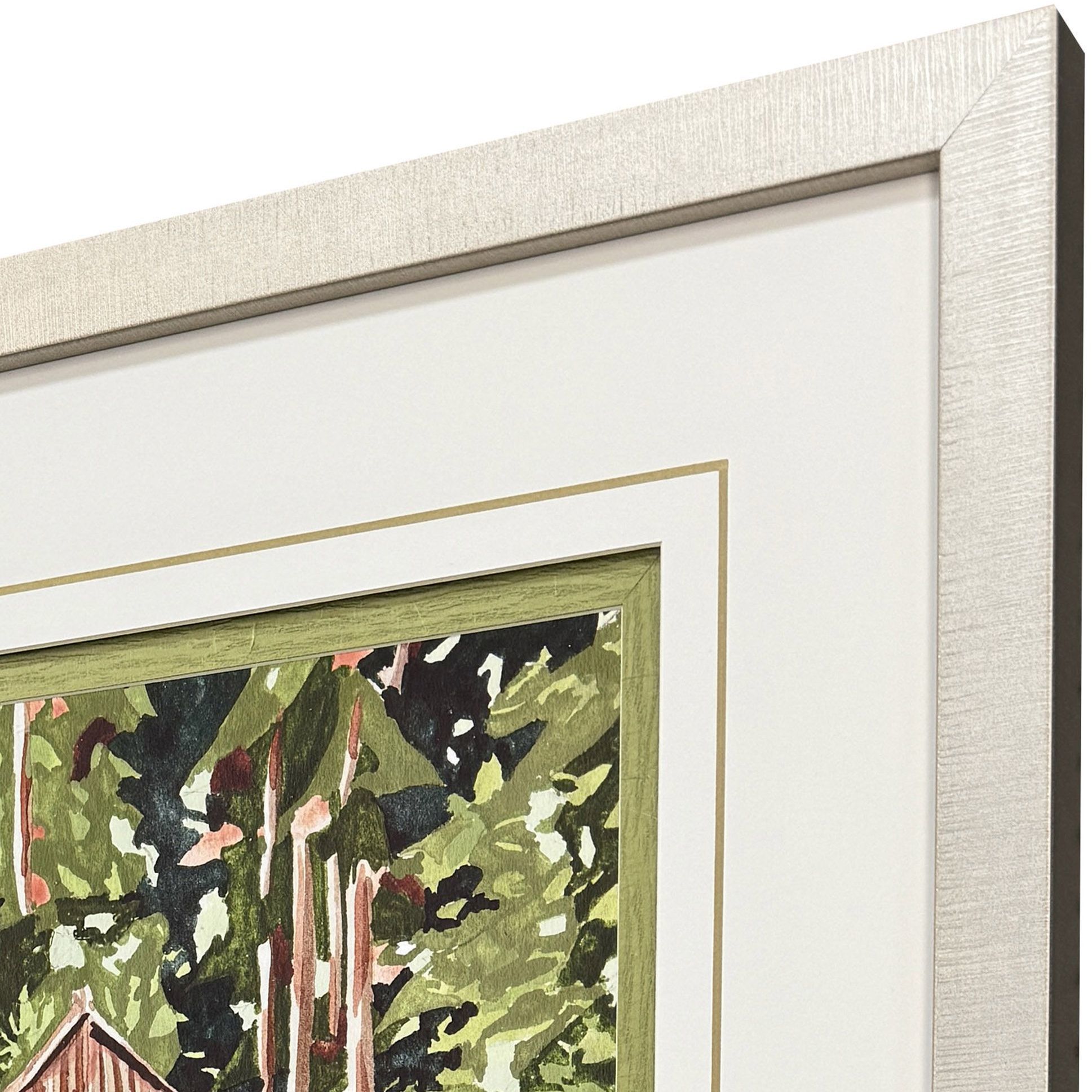 Veiled Sanctuary Green and Pink and Turquoise and Multi Framed Art