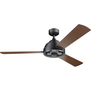 Pinion 60 inch Distressed Black with Auburn Stained Blades Ceiling Fan