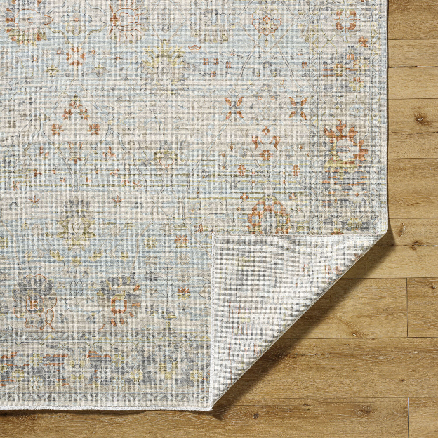 Once Upon a Time 118.11 X 94.49 inch Light Gray / Pale Blue / Gray / Tan / Light Olive / Dusty Coral Machine Woven Rug in 8 x 10