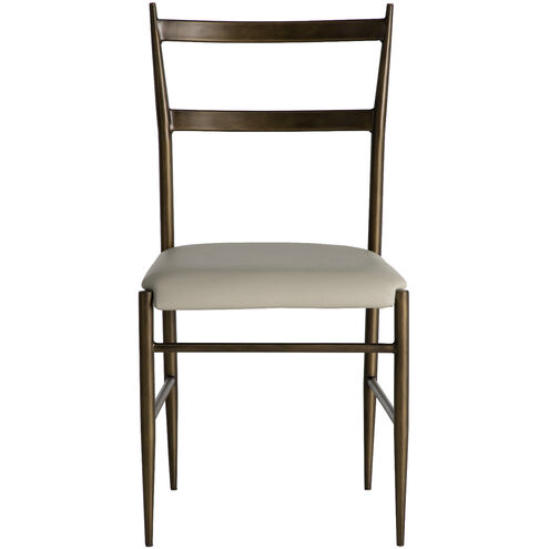Ward Brushed Brass / White Leather Dining Chair
