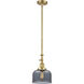 Franklin Restoration Bell LED 8 inch Satin Gold Mini Pendant Ceiling Light in Plated Smoke, Franklin Restoration