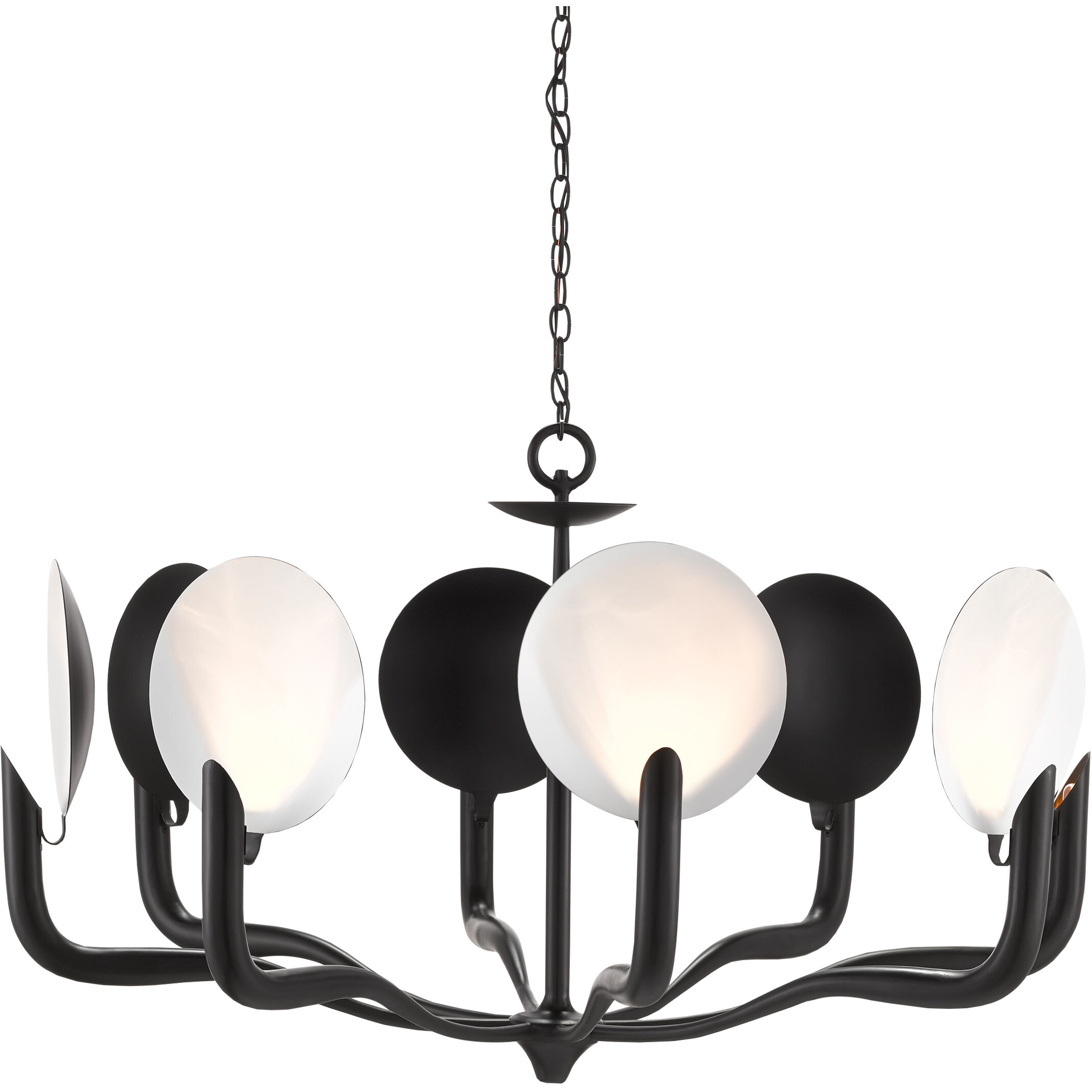 Tirtoff 8 Light 44 inch Satin Black/Sugar White Chandelier Ceiling Light