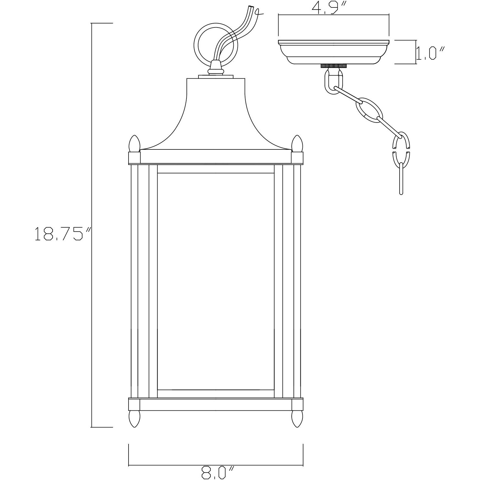 Dunnmore 1 Light 8 inch Black Outdoor Hanging Lantern