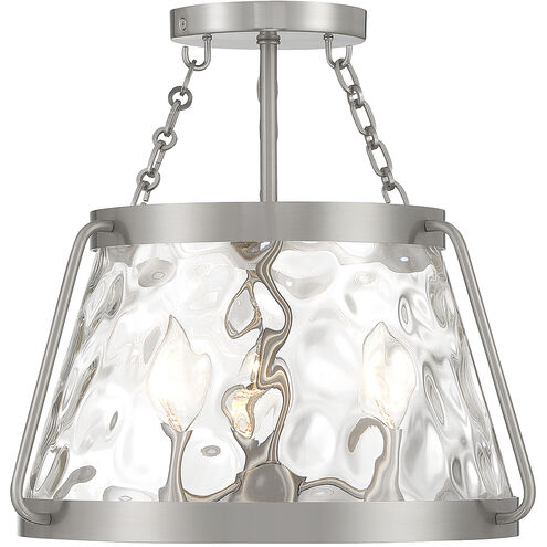 Crawford 3 Light 15 inch Satin Nickel Semi-Flush Ceiling Light