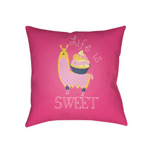 Littles 20 X 20 inch Yellow and Pink Outdoor Throw Pillow
