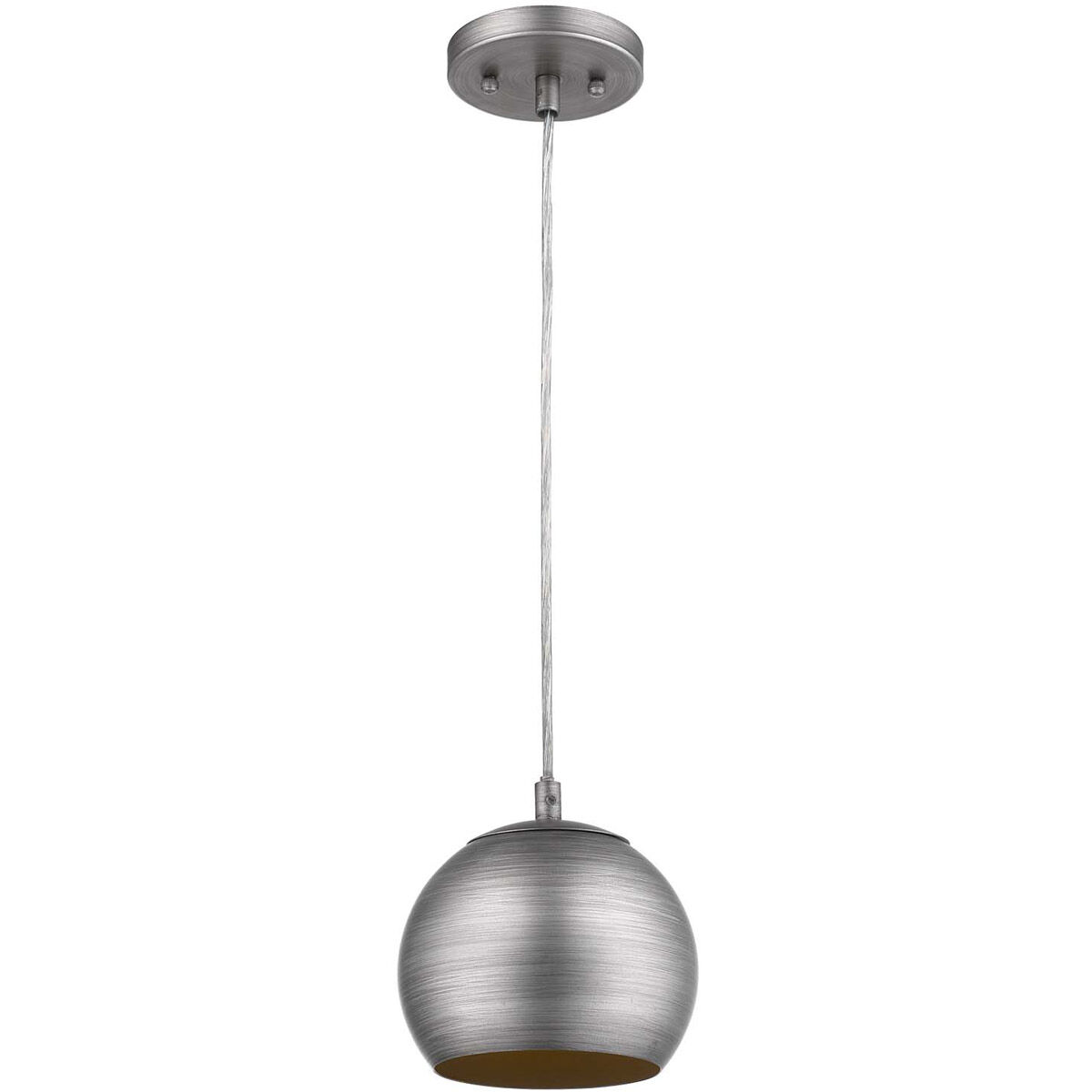 Latitude 1 Light 7 inch Hand Painted Weathered Pewter W/ Gold Interior Pendant/Semi-Flush Ceiling Light