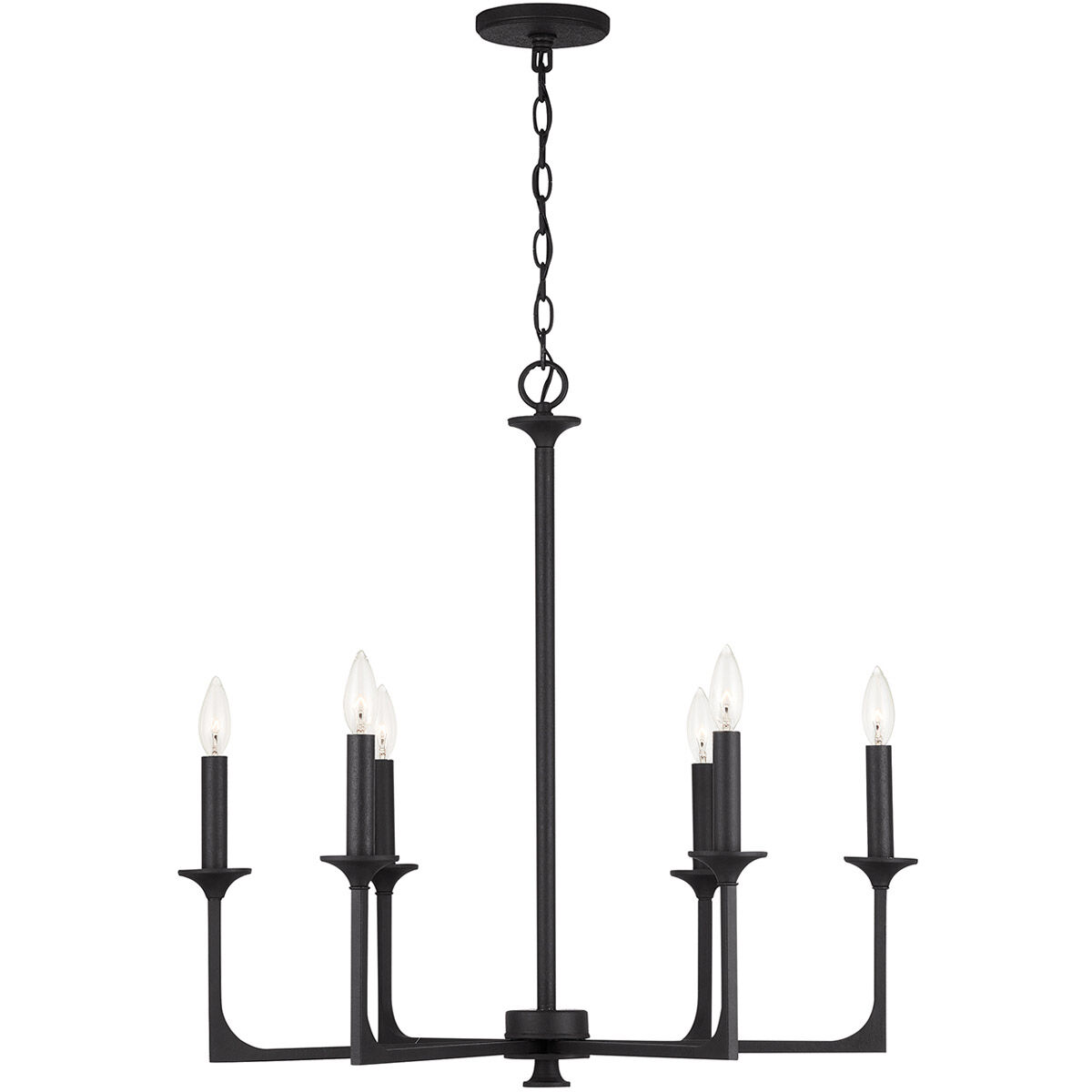 Clint 6 Light 28 inch Black Iron Chandelier Ceiling Light