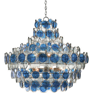 Galahad 12 Light 43 inch Contemporary Silver Leaf/Painted Silver/Blue Chandelier Ceiling Light