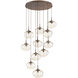 Nova LED LED Burnished Bronze Chandelier Ceiling Light, Round Multi-Pendant