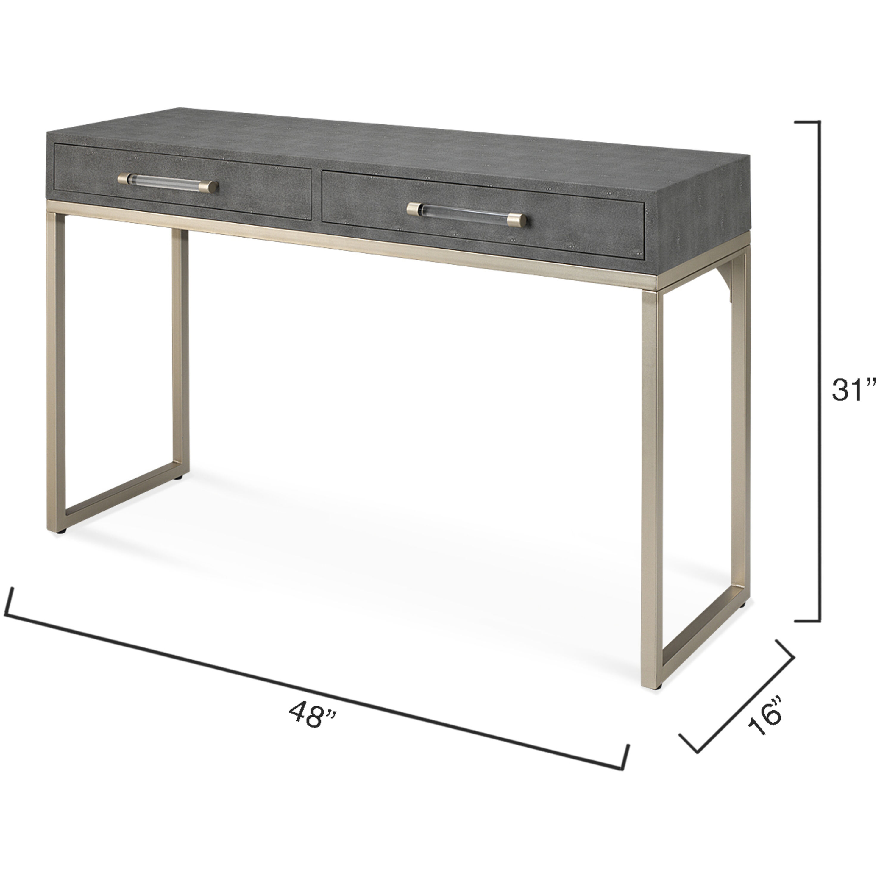 Kain 48 X 16 inch Grey Faux Shagreen and Nickel Metal Console