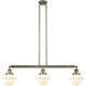 Franklin Restoration Small Oxford LED 40 inch Antique Brass Island Light Ceiling Light in Matte White Glass, Franklin Restoration