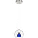 Double Glass LED 6 inch Frosted Blue Mini Pendant Ceiling Light in Blue Frost, Clear