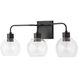Tanner 3 Light 25 inch Matte Black Vanity Light Wall Light