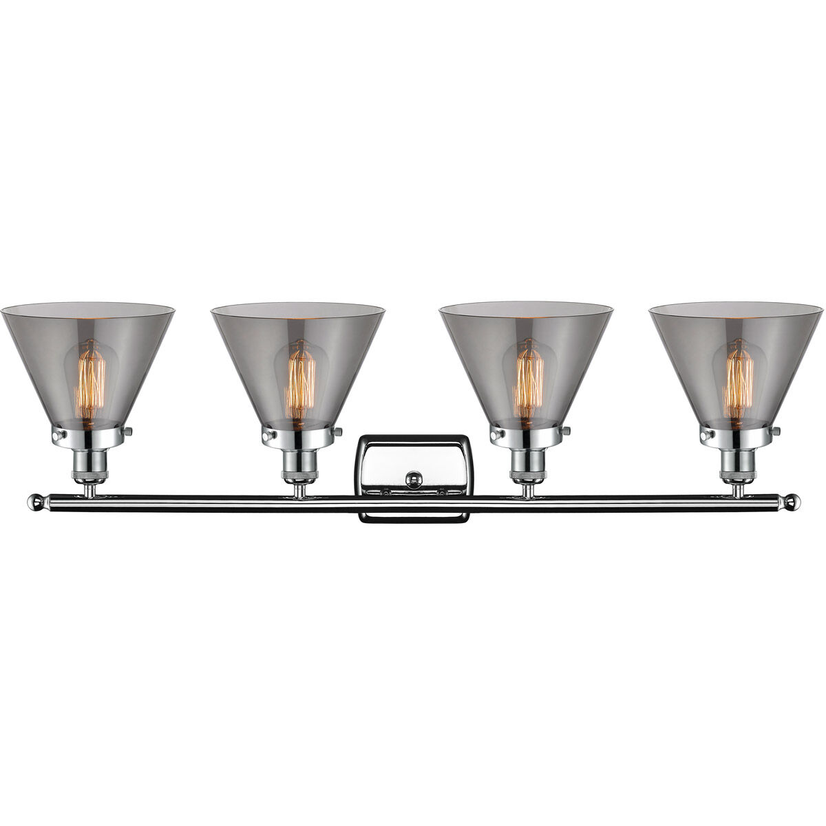 Ballston Large Cone LED 36 inch Polished Chrome Bath Vanity Light Wall Light in Plated Smoke Glass, Ballston