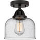 Nouveau 2 Large Bell 1 Light 8 inch Matte Black Semi-Flush Mount Ceiling Light in Seedy Glass