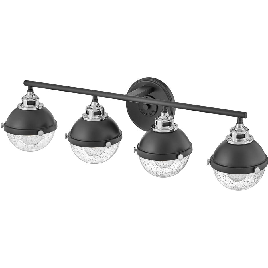 Fletcher 4 Light 32 inch Black with Chrome Vanity Light Wall Light in Black/Chrome