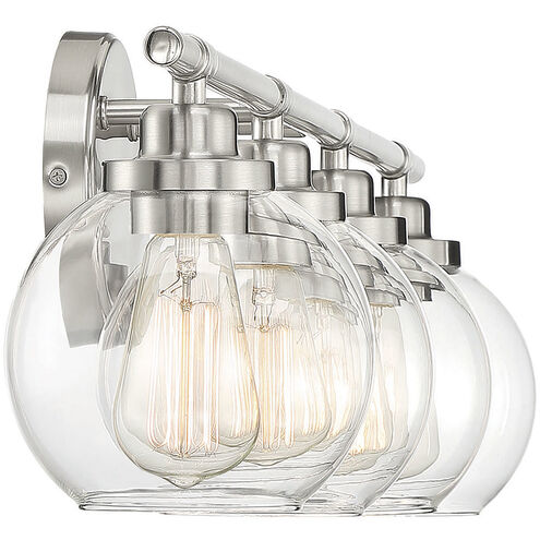 Carson 4 Light 30 inch Satin Nickel Bathroom Vanity Light Wall Light, Essentials