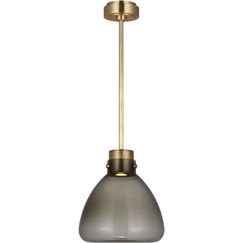 Avroko Morgan LED 12 inch Hand-Rubbed Antique Brass with Smoke Glass Pendant Ceiling Light