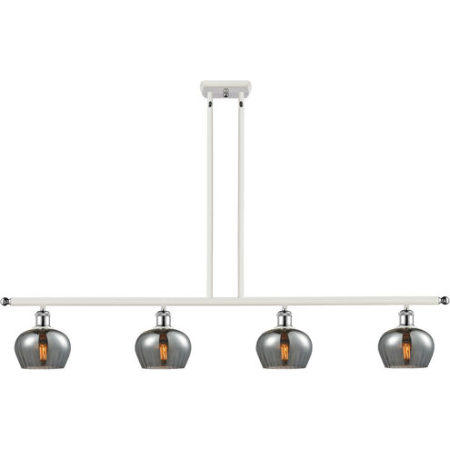 Ballston Fenton 4 Light 48 inch White and Polished Chrome Island Light Ceiling Light in Plated Smoke Glass, Ballston