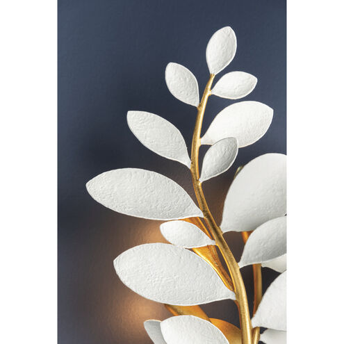 Marabec 3 Light 10.75 inch Vintage Gold Leaf and White Plaster Wall Sconce Wall Light