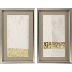 Blanco Pluma White and Metallic Framed Art