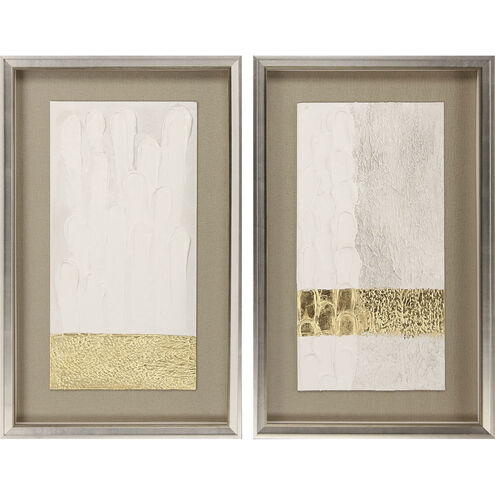 Blanco Pluma White and Metallic Framed Art
