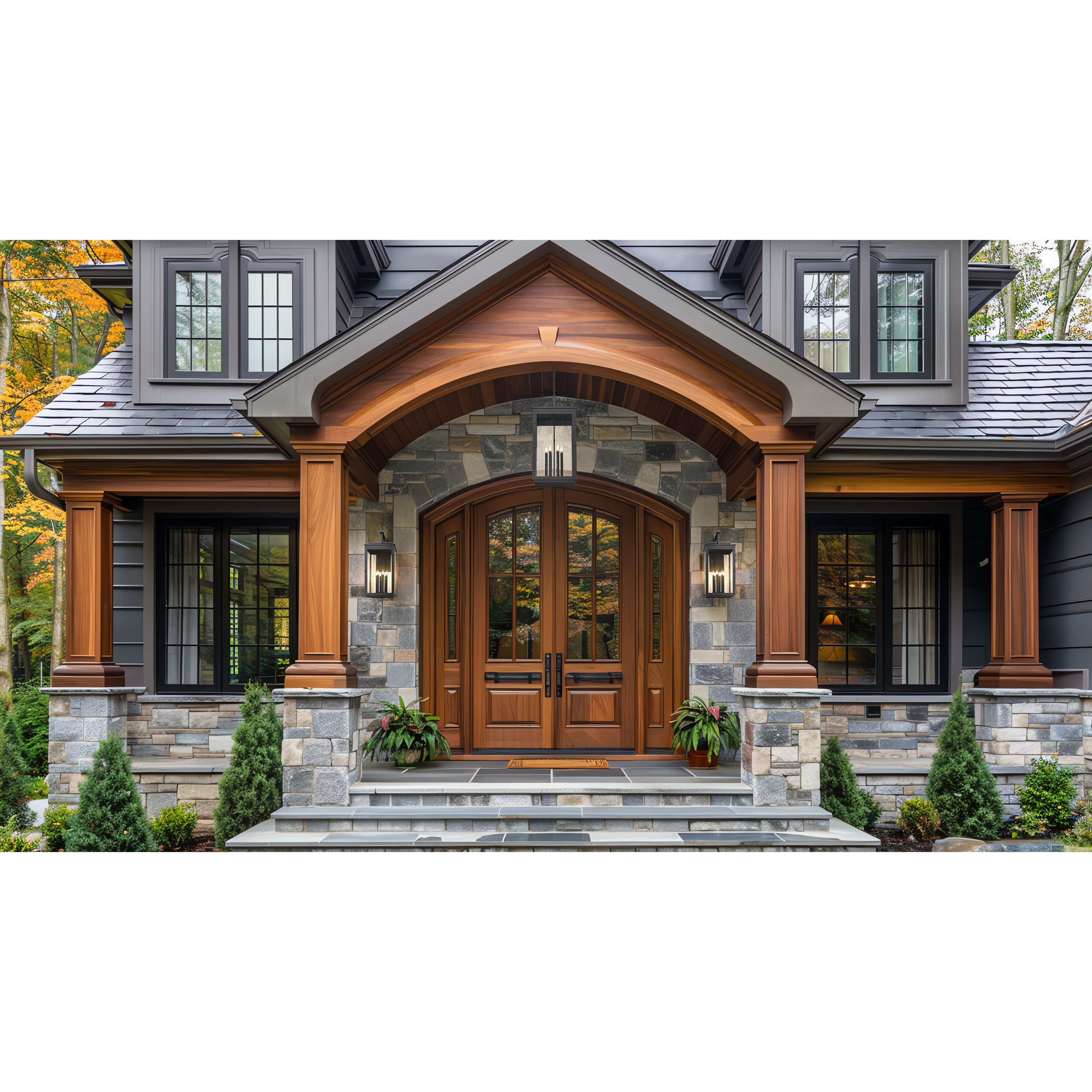 Hartwell 6 Light 15 inch Sand Black Outdoor Chain Mount Ceiling Fixture