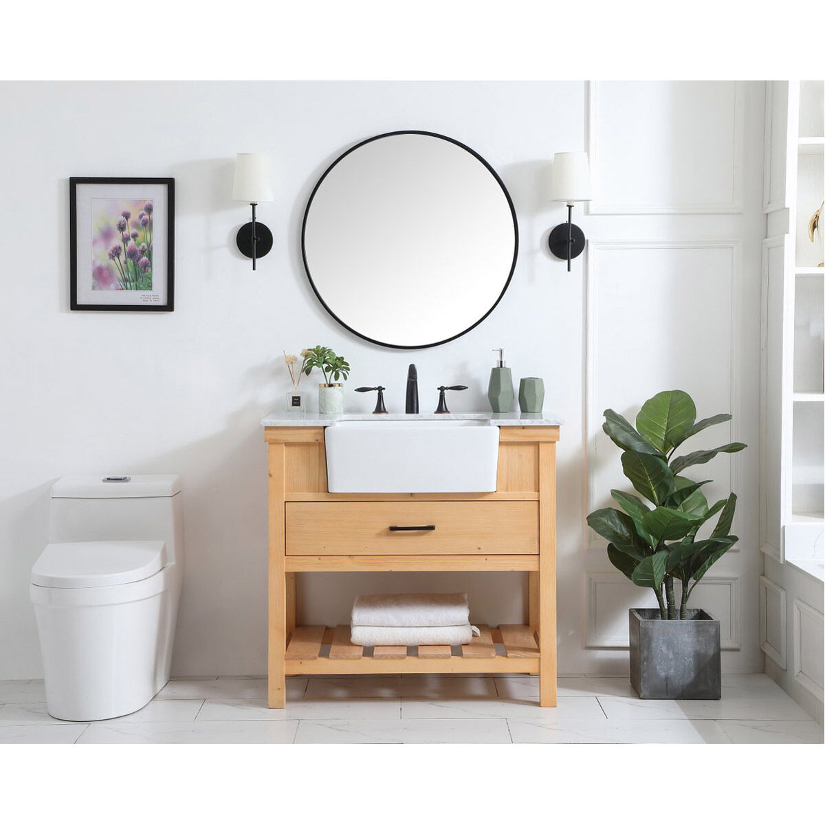 Clement 36 X 22 X 34 inch Natural Wood Bathroom Vanity Cabinet