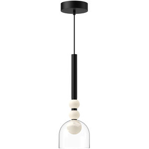 Rise LED 5.63 inch Black Pendant Ceiling Light in Black and Clear