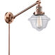 Small Oxford 30 inch 3.5 watt Antique Copper Swing Arm Wall Light in Clear Glass, Franklin Restoration