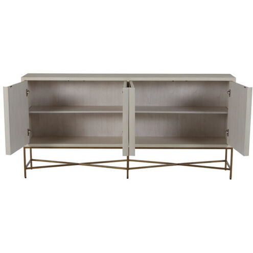 Carol Cerused White / Stained Brass Cabinet